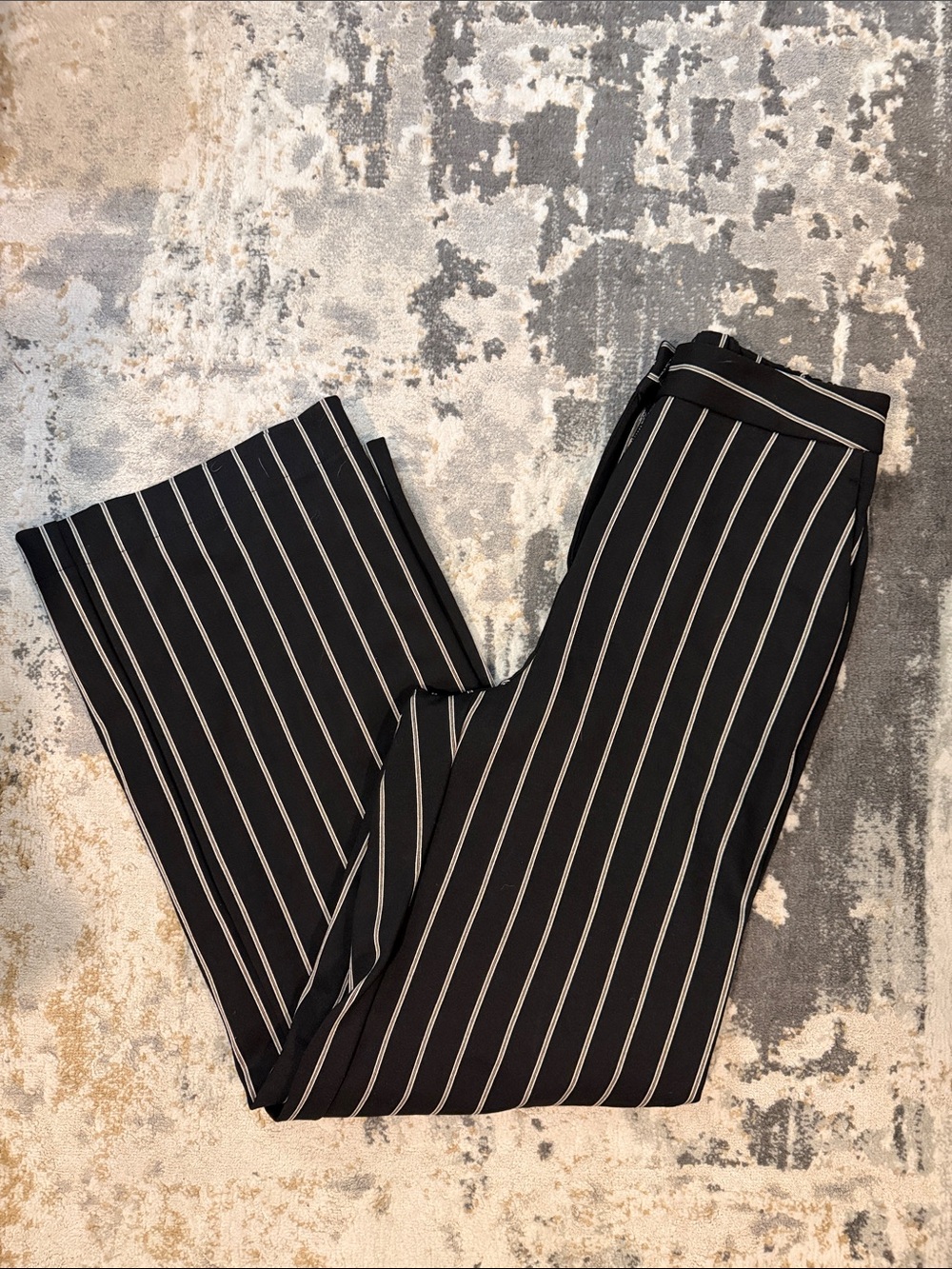 New York & Company Black Pinstripe Wide-Leg Dress Pants